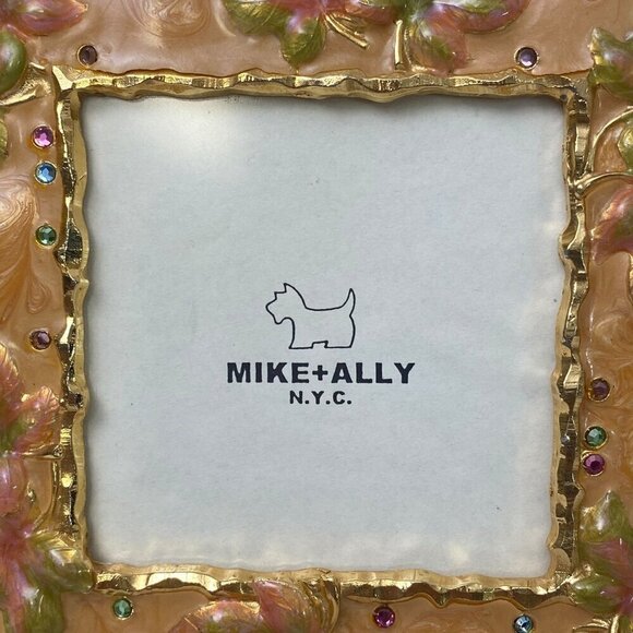 MIKE & ALLY Picture Frame Autumn Leaf Enamel Metal 3.5" Photo Yellow Orange - Picture 3 of 9